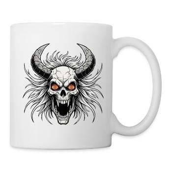 Teufelsschädel mit Hörnern - Tasse - Weiß - Rechts