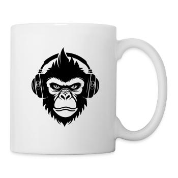 Rebellischer Affenkopf Punk Club Sound Shirt - Tasse - Weiß - Rechts