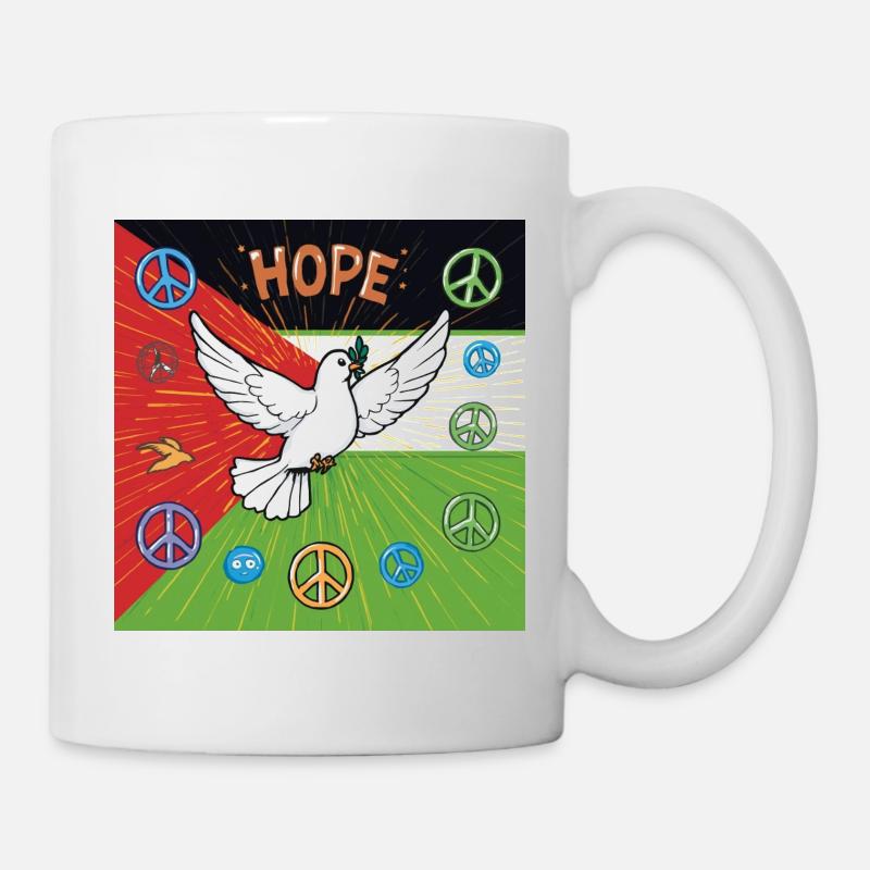 Colombe d’espérance et de signes de paix - Mug blanc - blanc