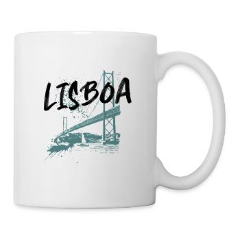 Pont 25 Avril à Lisbonne, illustration bleue - Mug blanc - blanc - Droite