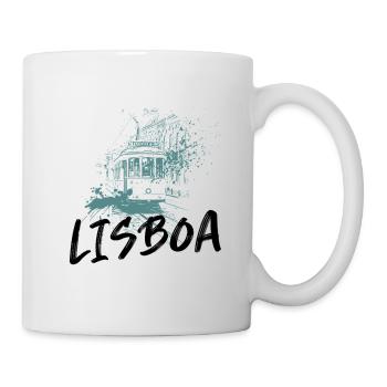 Tramway à Lisbonne illustration bleue - Mug blanc - blanc - Droite