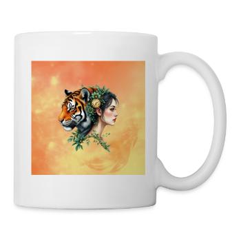 Floral Tiger Lady with Watch - Mug - white - Right