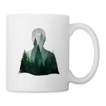 Artful silhouette with forest and Alps - Mug - white - Right