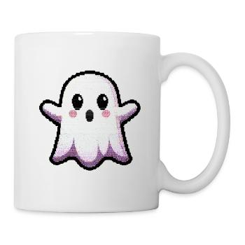 Glitch Pixel Ghost Says "Boo!" – Cute & Retro - Mug - white - Right