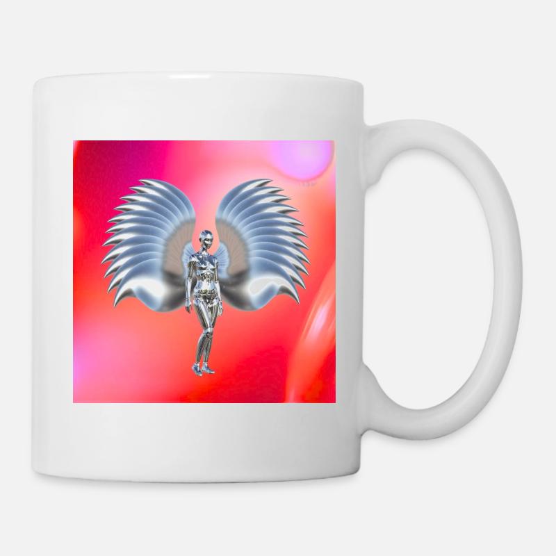 Cyber angel design in red neon gradient - Mug - white
