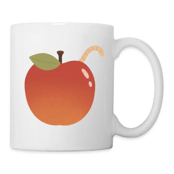 Apfel mit gebogenem Wurm-Akzent - Tasse - Weiß - Rechts
