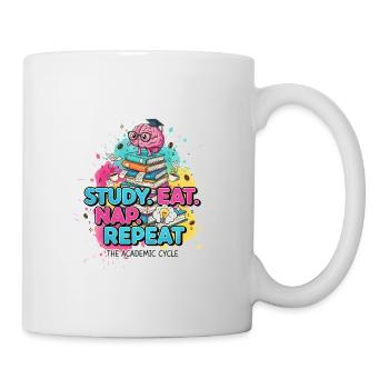 Study Eat Nap Repeat - Akademischer Zyklus für Studenten - Tasse - Weiß - Rechts