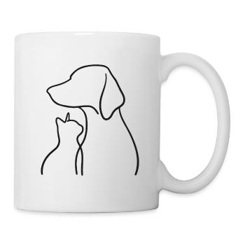 Croquis de chien et de chat – L’amitié des animaux - Mug blanc - blanc - Droite