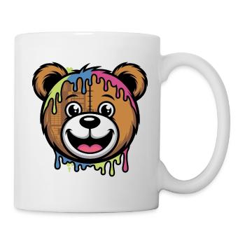  Bunter Tropfender Teddybär Kopf Kawaii Regenbogen - Tasse - Weiß - Rechts