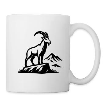 Alpiner Steinbock Silhouette auf Felsen - Tasse - Weiß - Rechts