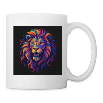 Neonfarben Löwenkopf Kunstwerk - Tasse - Weiß - Rechts