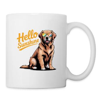 Hello Sunshine - Cool Golden Retriever Pet Logo - Mug - white - Right