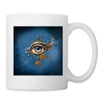 Steampunk-Auge mit Zahnrädern - Tasse - Weiß - Rechts