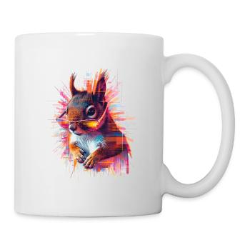 Neon Eichhörnchen mit Sonnenbrille – Glitch Art - Tasse - Weiß - Rechts