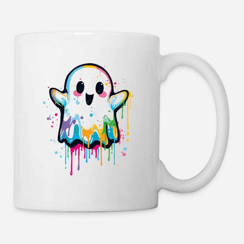 Bunter Graffiti Geist – Süß & Halloween Style - Tasse - Weiß