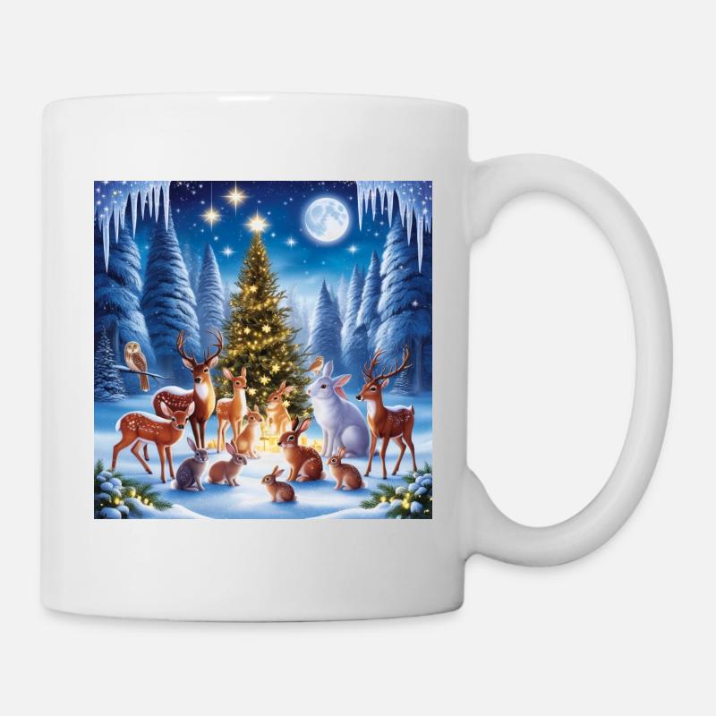 Forêt d’hiver Noël Magie des animaux - Mug blanc - blanc