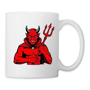 Teufel Dreizack Satan Hölle böse Hörner Grusel  - Tasse - Weiß - Rechts