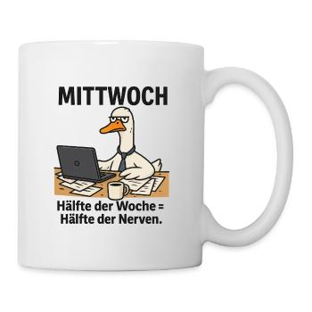 Mittwochstress am Schreibtisch - Tasse - Weiß - Rechts