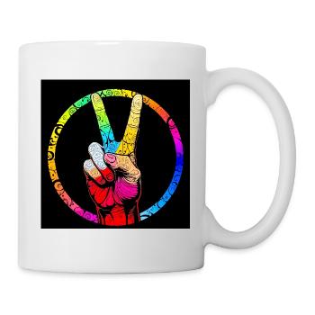 Bunter Friedenshandwirbel - Tasse - Weiß - Rechts
