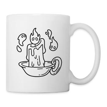 Candle sketch – warm light in a classic bowl - Mug - white - Right