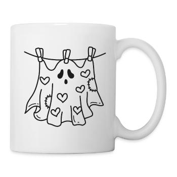 Fantôme en laisse - Mignon motif de cœur d’Halloween - Mug blanc - blanc - Droite