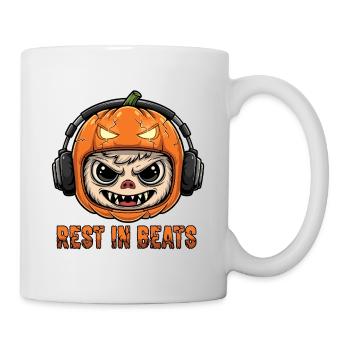 Kürbis-DJ Monkey Rest Beats - Tasse - Weiß - Rechts