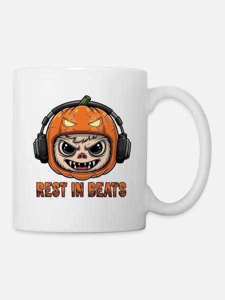 Kürbis-DJ Monkey Rest Beats - Tasse - Weiß
