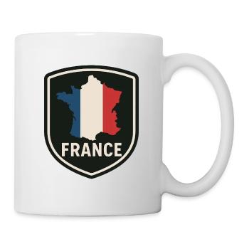 Blason Carte de France – Drapeau Bleu Blanc Rouge - Mug blanc - blanc - Droite