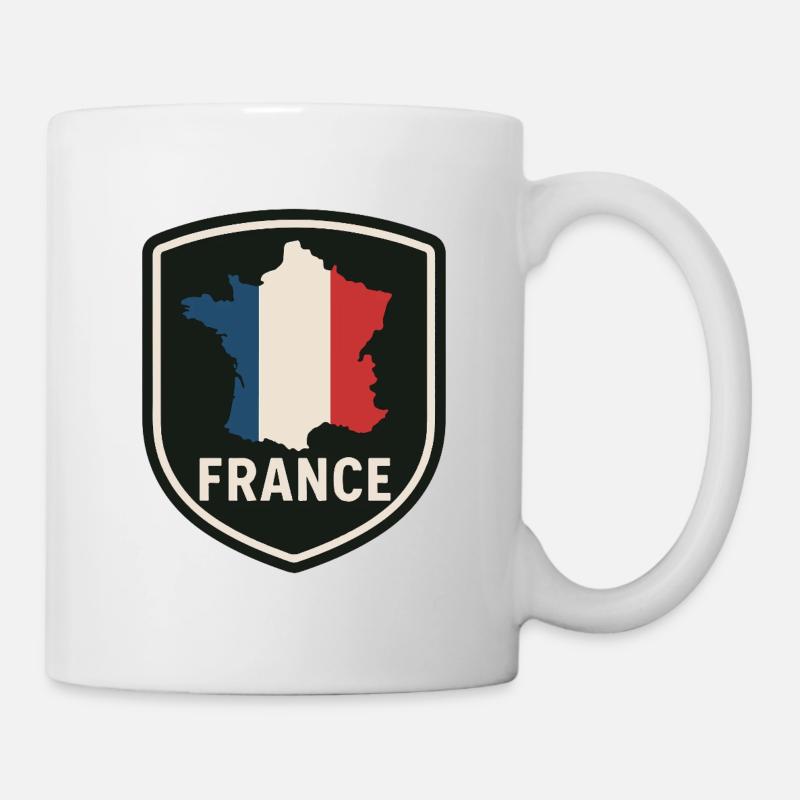 Blason Carte de France – Drapeau Bleu Blanc Rouge - Mug blanc - blanc