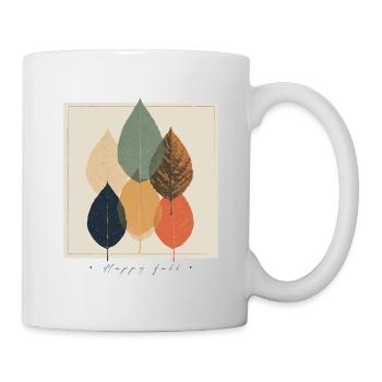 Herbstblatt-Mosaik: Retro-Palette - Tasse - Weiß - Rechts