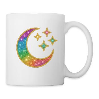 Baby Mond | Regenbogen Mondstern Glitzer - Tasse - Weiß - Rechts
