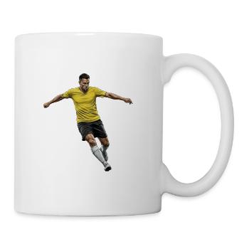 Joueur de football maillot jaune action style bande dessinée - Mug blanc - blanc - Droite