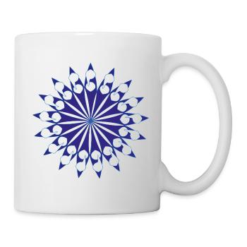Blau Weiß Spiral Stern - Tasse - Weiß - Rechts
