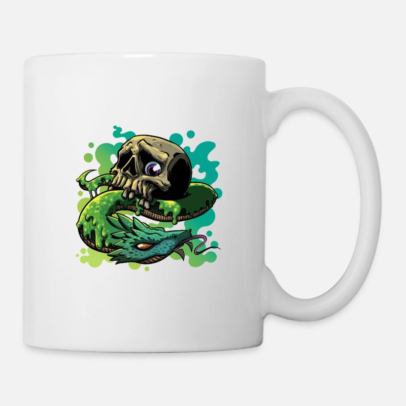 Neon Schlange Schädel - Tasse - Weiß
