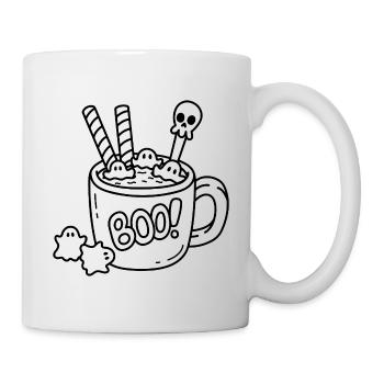 Tasse Halloween Skizze – Geister, Waffeln & Löffel - Tasse - Weiß - Rechts