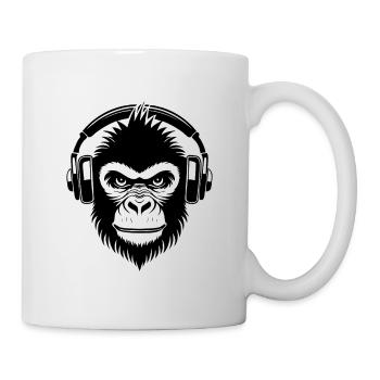 Singe de dessin animé coquin avec casque Chemise - Mug blanc - blanc - Droite