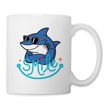 Hai mit Lächeln und Brille - Tasse - Weiß - Rechts