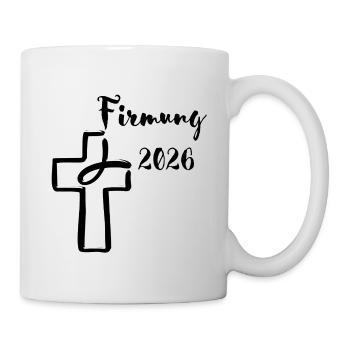 Firmung 2026 ins Kreuz tauchender Fisch - Tasse - Weiß - Rechts