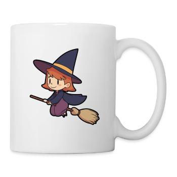 sorcière et son balai pour la fête d'Halloween - Mug blanc - blanc - Droite