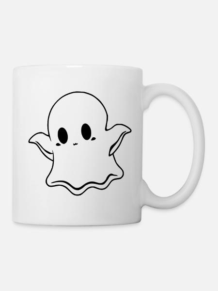 Halloween_T shirt_Gespenst_spooky_cute_weiss_su - Mug blanc - blanc