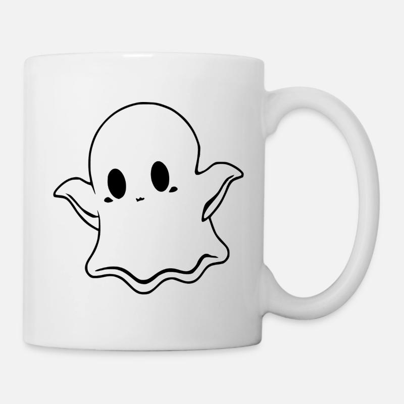 Halloween_T shirt_Gespenst_spooky_cute_weiss_su - Mug blanc - blanc