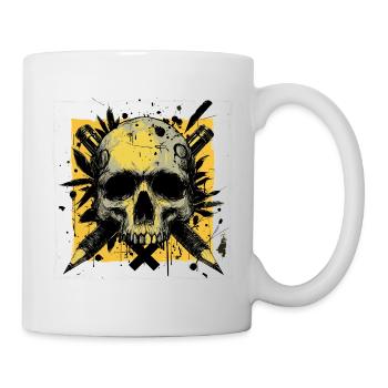 Crâne et crayons croisés - Mug blanc - blanc - Droite