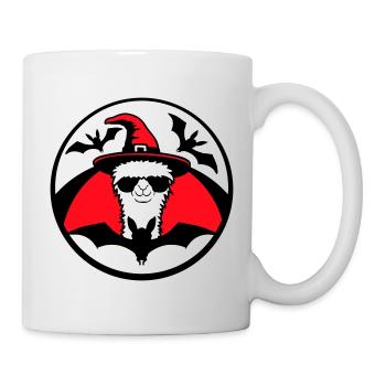 Llama Halloween Witch Hat Bat Cool Alpaca Cute - Mug - white - Right