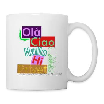 Variety of languages Colored greeting design - Mug - white - Right