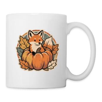 Süßer Halloween Fuchs im Kürbis mit Hexenhut - Tasse - Weiß - Rechts