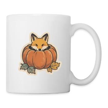 Süßer Halloween Fuchs Im Kürbis Mit Hexenhut  - Tasse - Weiß - Rechts