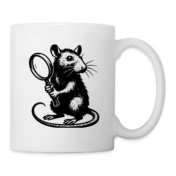 Rat with magnifying glass motif - Mug - white - Right