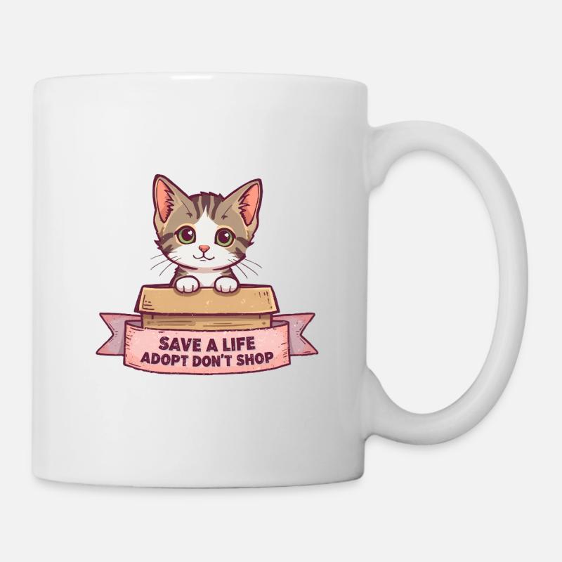 Süße Katze Adopt Don’t Shop Design - Tasse - Weiß