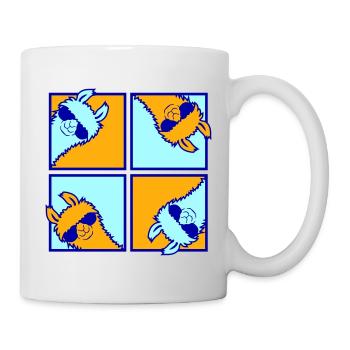 Four Colorful Llamas Tile Pattern 4 Pop Art Alpacas - Mug - white - Right