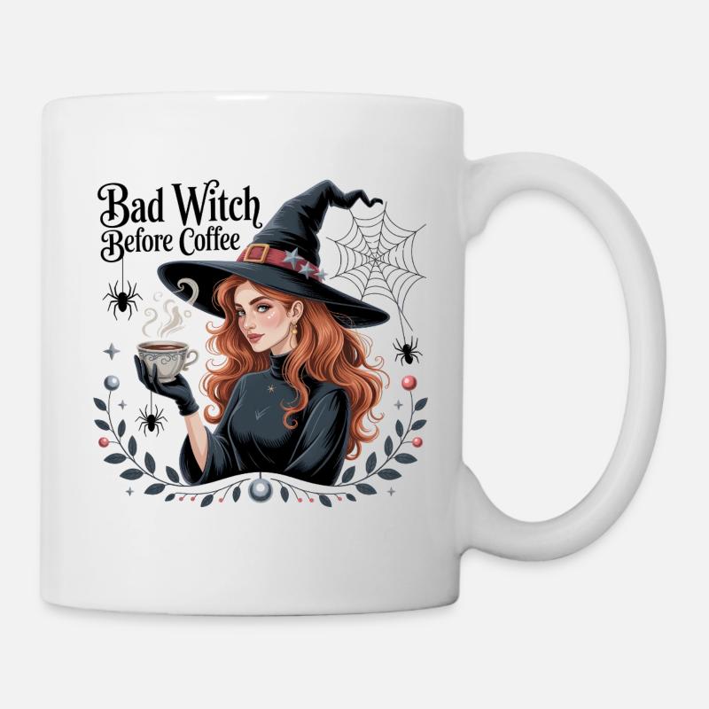 Böse Hexe vor dem Kaffee, Bad Witch Before Coffee - Mug - white